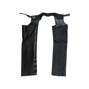 A1 Genuine Leather Motorcycle Chaps Black Men's Size M